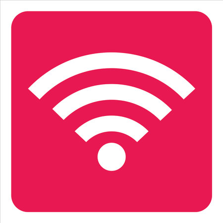 wifi icon on pink square flat button, vector illustrationのイラスト素材