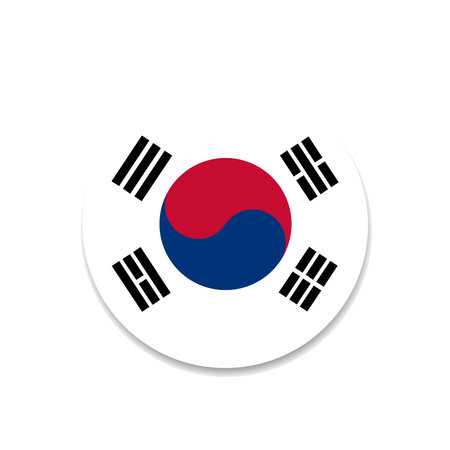 South Korea flag button on a white background. Vector Illustration.のイラスト素材