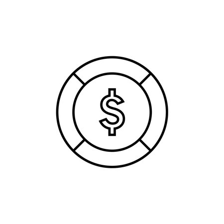 casino chip dollar symbol line style icon vector illustration design on white backgroundのイラスト素材