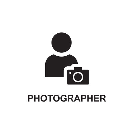 Photographer icon in flat style. Photographer vector illustration on white isolated background. Photographer business concept.のイラスト素材