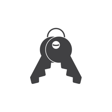 Key icon in flat style. Key vector illustration on white isolated background. Key business concept.のイラスト素材