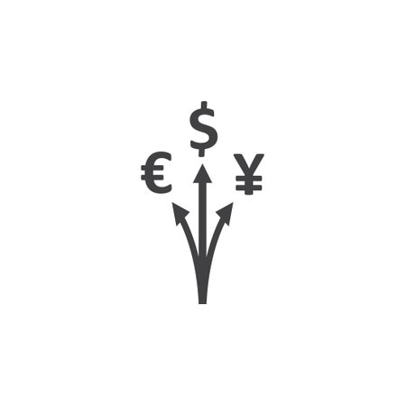 Currency exchange icon in flat style. Dollar, euro, pound sterling vector illustration on white isolated background. Investment business concept.のイラスト素材