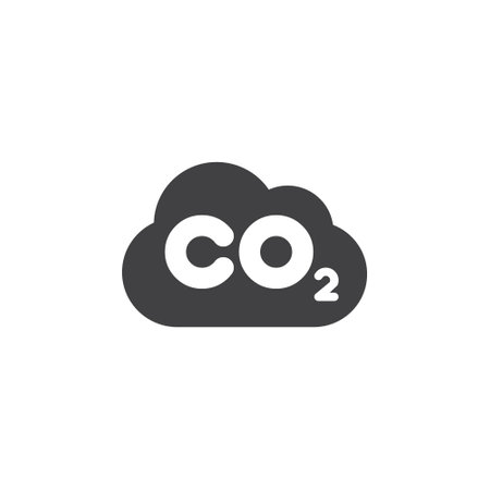 CO2 carbon dioxide icon in flat style. CO2 vector illustration on white isolated background. Carbon dioxide business concept.のイラスト素材