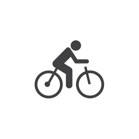 Cyclist icon in flat style. Bicycle vector illustration on white isolated background. Cyclist business concept.のイラスト素材