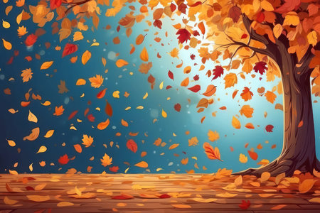 Autumn background with falling leaves. Vector illustration for your design.の素材