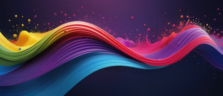 Vibrant abstract wave pattern with gradient shades of colors. Ideal for modern design, creative projects, and artistic backgrounds.の素材