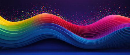 Vibrant abstract wave pattern with gradient shades of colors. Ideal for modern design, creative projects, and artistic backgrounds.の素材