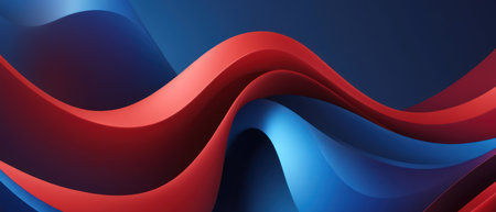 Abstract blue and red flowing waves design. Modern minimalist background for presentation, website, poster, banner, flyer, or social media.の素材