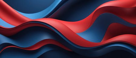 Abstract blue and red flowing waves design. Modern minimalist background for presentation, website, poster, banner, flyer, or social media.の素材