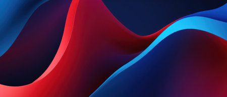 Abstract blue and red flowing waves design. Modern minimalist background for presentation, website, poster, banner, flyer, or social media.の素材