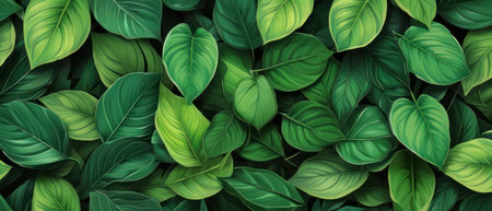 Leaf background. Green leaf patern backgroundの素材