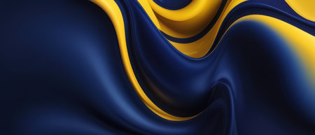 abstract navy blue and yellow flowing background illustrationの素材
