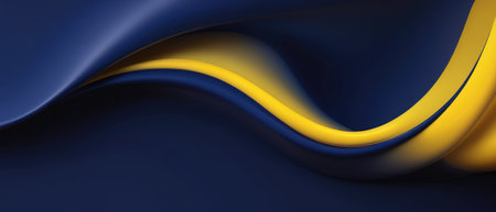abstract navy blue and yellow flowing background illustrationの素材