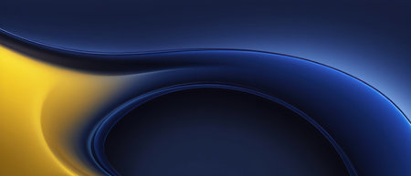 abstract navy blue and yellow flowing background illustrationの素材