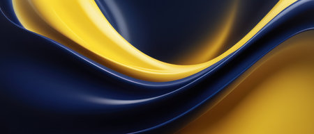 abstract navy blue and yellow flowing background illustrationの素材