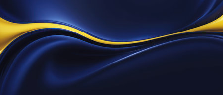 abstract navy blue and yellow flowing background illustrationの素材