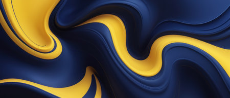 abstract navy blue and yellow flowing background illustrationの素材