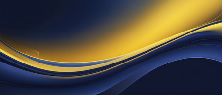 abstract navy blue and yellow flowing background illustrationの素材