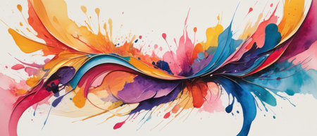 Abstract art with bold, textured colors vibrant pinks, yellows, oranges, blues, and dark tones.の素材