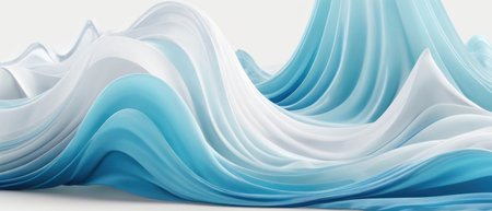 3D Wave. Blue, white abstract dreamy wave flowing, smokey fabricの素材