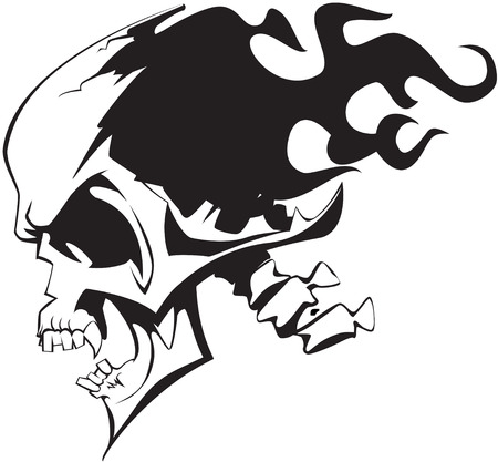 Flaming skull on white backgroundのイラスト素材
