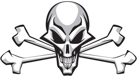 Skull with bones on white bacgrundのイラスト素材