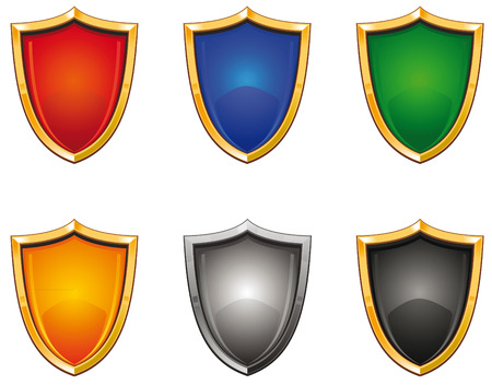 Shiny shields of different colors setのイラスト素材