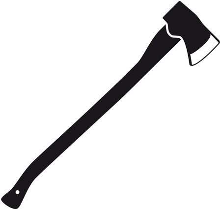 Black silhouette of an ax of a woodcutter on a white backgroundのイラスト素材