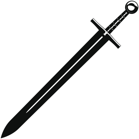 Silhouette of a medieval sword on a white backgroundのイラスト素材