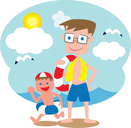 Sea bathing vector illustrationのイラスト素材