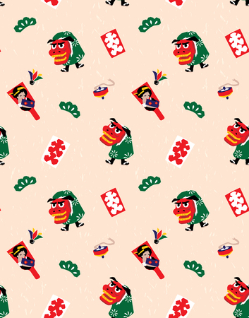 Japanese new year seamless patternのイラスト素材