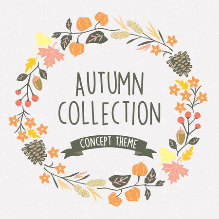 autumn wreath flowerのイラスト素材