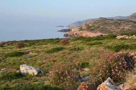 Coastal landscape at Vlyxada on Crete, Greece の写真素材