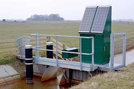Drainage pumping station into a ditch on Texel, Netherlands の写真素材