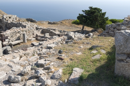 Ancient Thera on Santorini island in Greece の写真素材