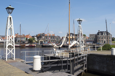 NETHERLANDS - LEMMER - MEDIA JULY 2014  Lemster lock in the port of Lemmer in Friesland のeditorial素材