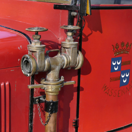 NETHERLANDS - WASSENAAR - CIRCA MARCH 2015: Magirus old timer fire truck from the fire department in Wassenaar.のeditorial素材
