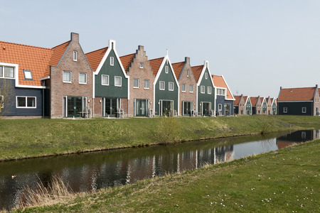 NETHERLANDS - VOLENDAM- CIRCA APRIL 2015: Cottages in the Marina Park at Volendam Roompot parks.のeditorial素材