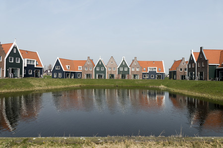 NETHERLANDS - VOLENDAM- CIRCA APRIL 2015: Cottages in the Marina Park at Volendam Roompot parks.のeditorial素材