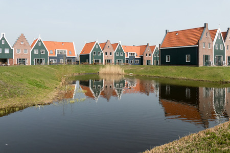 NETHERLANDS - VOLENDAM- CIRCA APRIL 2015: Cottages in the Marina Park at Volendam Roompot parks.のeditorial素材