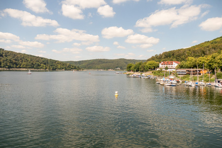GERMANY - EDERSEE - MEDIA AUGUST 2016: View from the Edersee dam in Germany.のeditorial素材