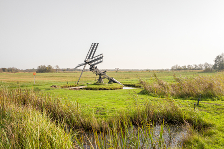 Paaltjasker windmill in Kalenberg in Friesland, Netherlands.の写真素材