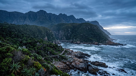 Distinctive nature scenery at Storms River Mouth, combining South African heritage or natural character with layered depth and atmospheric African light.