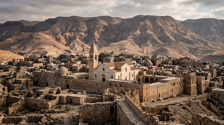 Distinctive historic landmark scenery at Madaba Saint George Church, combining Jordanian heritage or natural character with layered depth and atmospheric Middle Eastern light.