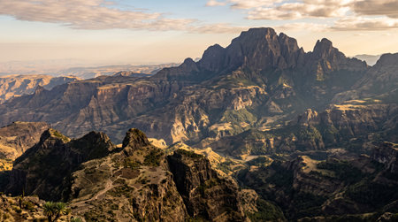 Distinctive nature scenery at Ras Dashen Mountain, combining Ethiopian heritage or natural character with layered depth and atmospheric East African light.