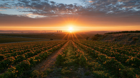 Jerez Vineyards appears in cinematic natural light, combining detailed foreground elements with an expansive scenic background.