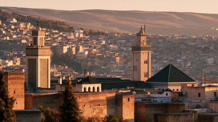 A refined travel view of Fes Al Quaraouiyine Mosque with realistic textures, layered composition and distinctive regional character.