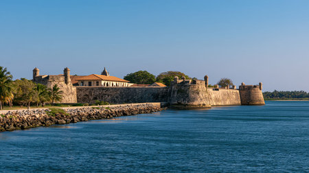 Jaffna Fort appears under bright sunlight with crisp atmosphere, balanced compression and detailed foreground to background separation.