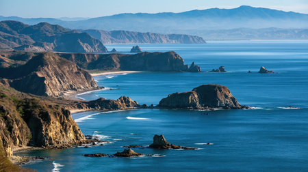 Puerto Lopez Bay appears under bright sunlight with crisp atmosphere, balanced compression and detailed foreground to background separation.