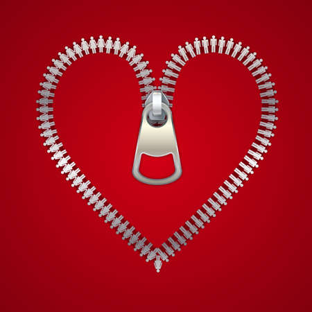 Heart with zipper, made of male and female icons, vector illustrationのイラスト素材